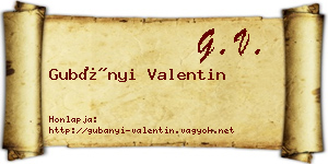 Gubányi Valentin névjegykártya